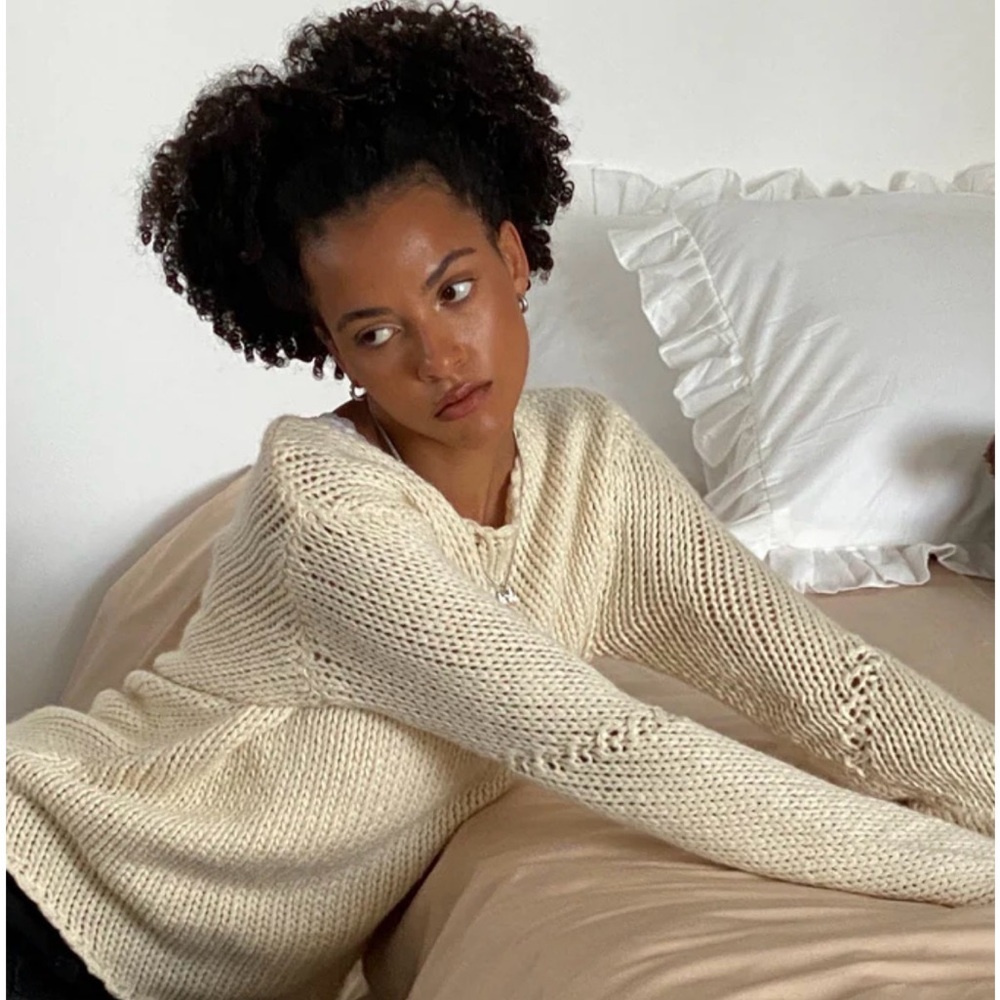 Motel Rocks Ranvir Cream Knit Sweater Size M - Picture 2 of 9